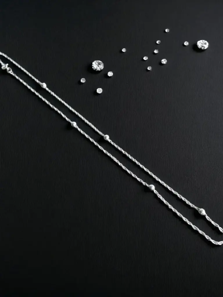 Cadena Tejido Esferas en Plata